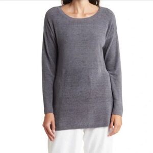 Barefoot Dreams Cozychic Ultra Lite Charcoal Gray Pullover Tunic Sweater